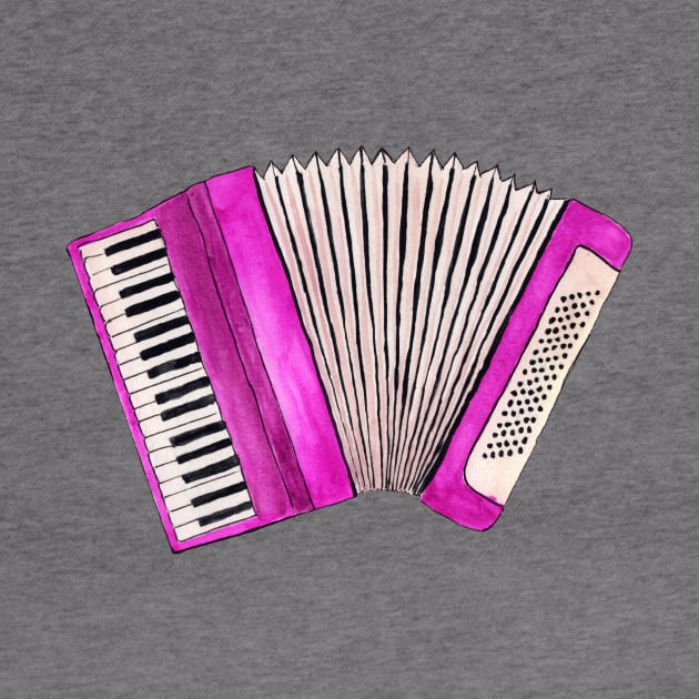 Pink accordion by JenPolegattoArt